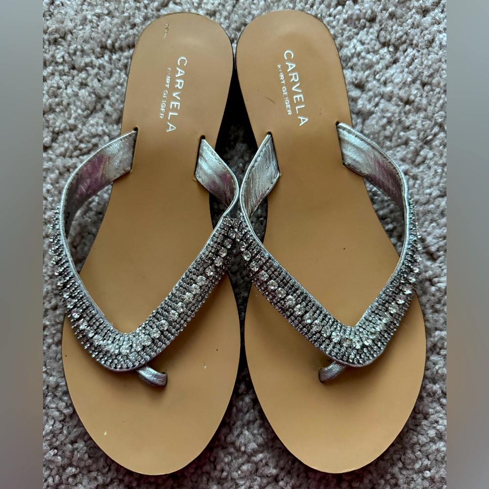 Carvela Silver Embellished Women's Sandals